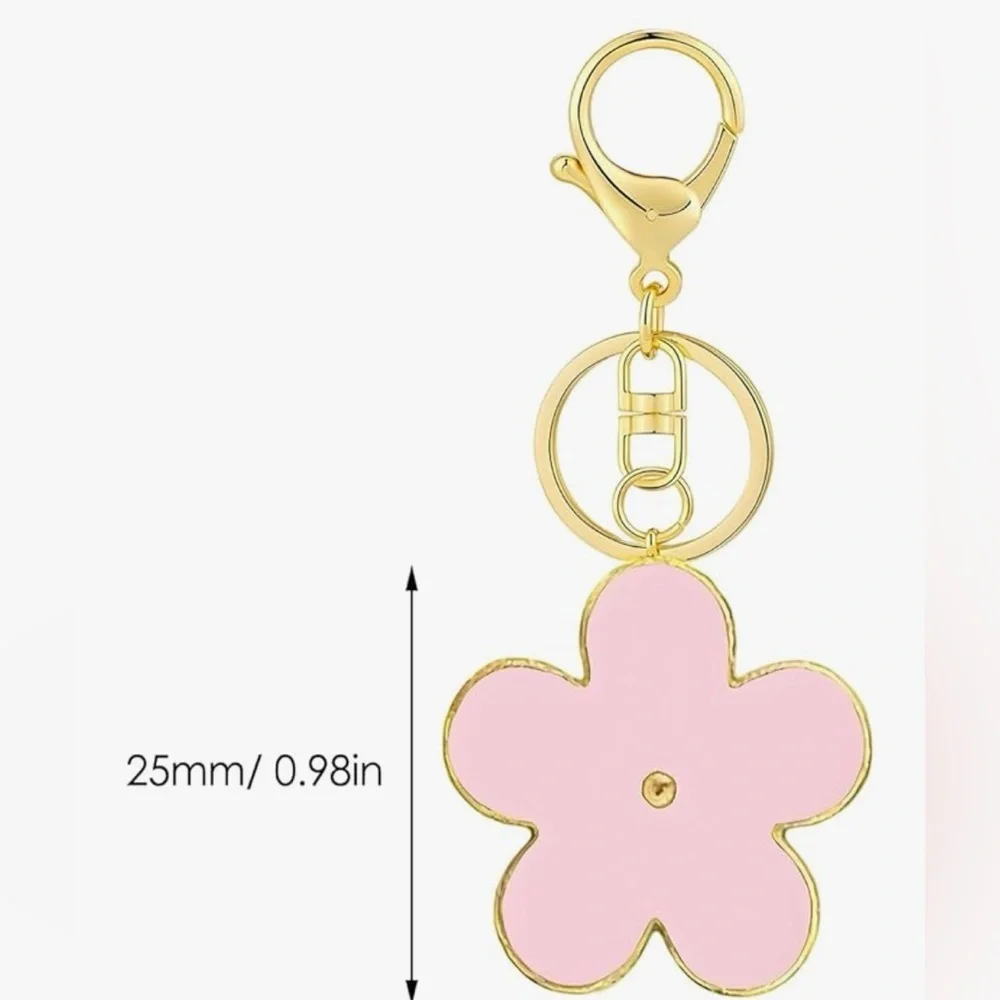Elegant Floral Keychain Set - Pink, White, Black
